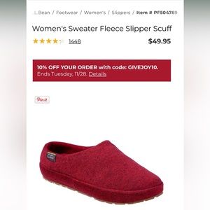 L.L. Bean Sweater Fleece Slipper Scuff